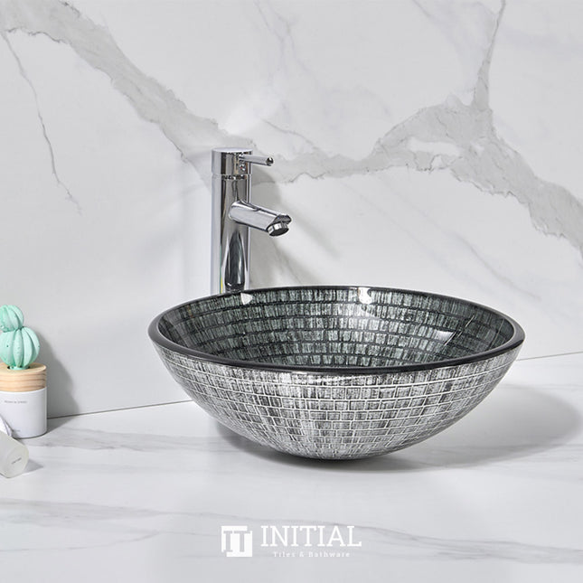 Above Counter Tempered Glass Round Vintage Basin 420x420x145 ,