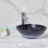 Above Counter Basin Round Tempered Glass Artistic Basin 420x420x145 ,