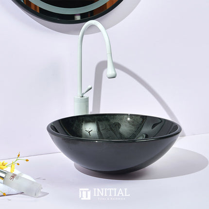 Above Counter Tempered Glass Artistic Round Basin 420x420x145 ,