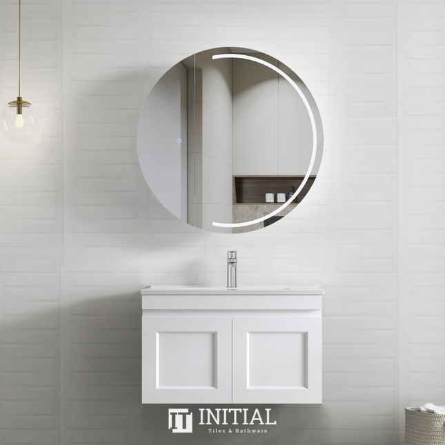 Hampton Mark ll Wall Hung Vanity Matt White 2 Soft Closing Shaker Doors 750W X 455D X 445H , With Ceramic Top