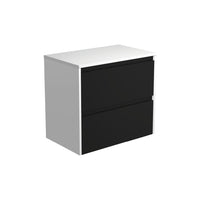 Fienza Amato Satin Black 750 Wall Hung Cabinet, Solid Panels, Bevelled Edge , Cabinet Only Satin White Panels