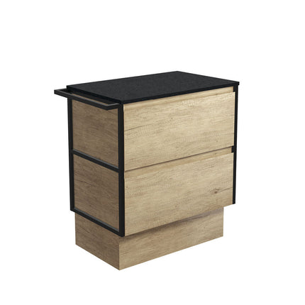 Fienza Amato Scandi Oak 750 Cabinet on Kickboard, Solid Panels, Bevelled Edge , Cabinet Only 1 Frame & 1 Towel Rail