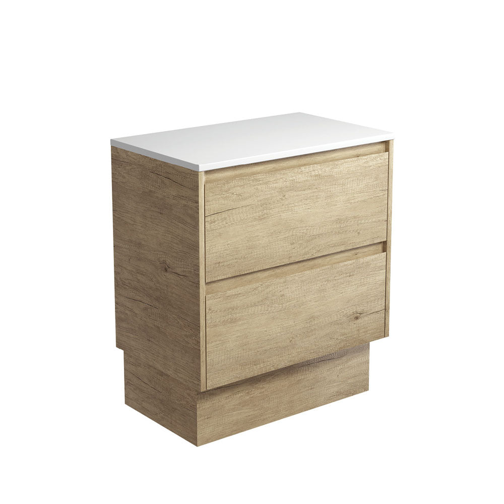 Fienza Amato Scandi Oak 750 Cabinet on Kickboard, Solid Panels, Bevelled Edge , Cabinet Only Scandi Oak Panels