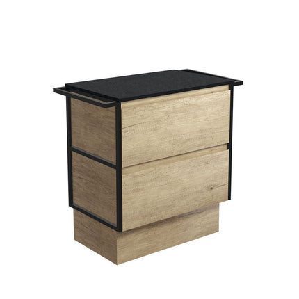 Fienza Amato Scandi Oak 750 Cabinet on Kickboard, Solid Panels, Bevelled Edge , Cabinet Only Matte Black Towel Rails