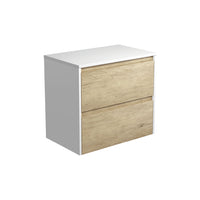 Fienza Amato Scandi Oak 750 Wall Hung Cabinet, Solid Panels, Bevelled Edge , Cabinet Only Satin White Panels