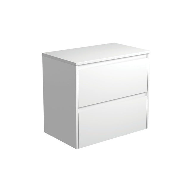 Fienza Amato Satin White 750 Wall Hung Cabinet, Solid Panels, Bevelled Edge , Cabinet Only Satin White Panels