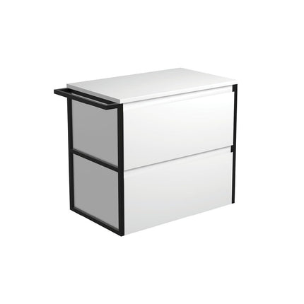Fienza Amato Satin White 750 Wall Hung Cabinet, Solid Panels, Bevelled Edge , Cabinet Only 1 Frame & 1 Towel Rail