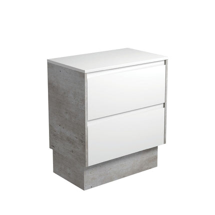 Fienza Amato Satin White 750 Cabinet on Kickboard, Solid Panels, Bevelled Edge , Cabinet Only Industrial Panels