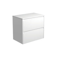 Fienza Amato Satin White 750 Wall Hung Cabinet, Solid Panels, Bevelled Edge , Cabinet Only Satin White Panels