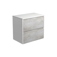 Fienza Amato Industrial 750 Wall Hung Cabinet, Solid Panels, Bevelled Edge , Cabinet Only Satin White Panels