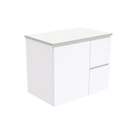 Fienza Fingerpull Gloss White 750 Wall Hung Cabinet, Solid Door , Cabinet Only Right Hand Drawer