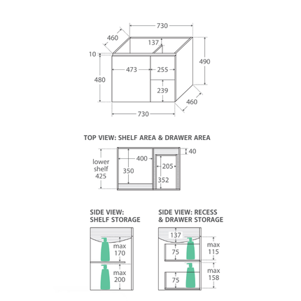 Fienza UniCab Gloss White 750 Wall Hung Cabinet, Solid Door ,