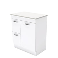 Fienza UniCab Gloss White 750 Cabinet on Kickboard , Cabinet Only Left Hand Drawer