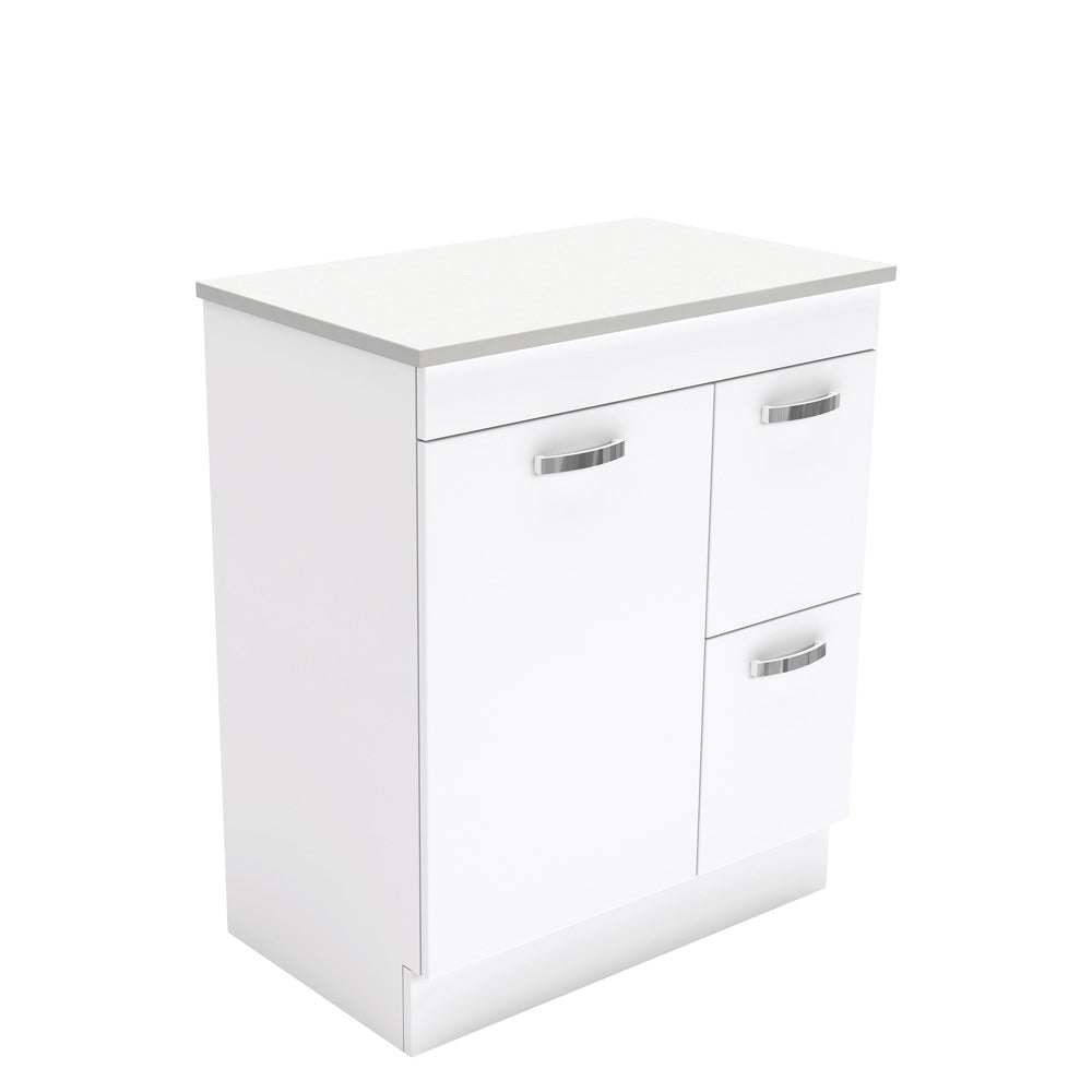 Fienza UniCab Gloss White 750 Cabinet on Kickboard , Cabinet Only Right Hand Drawer