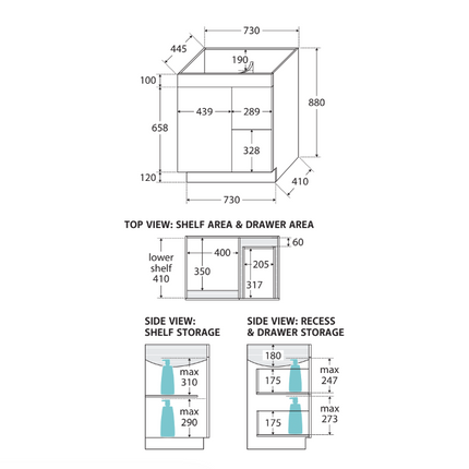 Fienza UniCab Gloss White 750 Cabinet on Kickboard ,