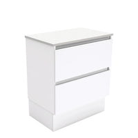 Fienza Quest Gloss White 750 Cabinet on Kickboard, 2 Solid Drawers , Cabinet Only
