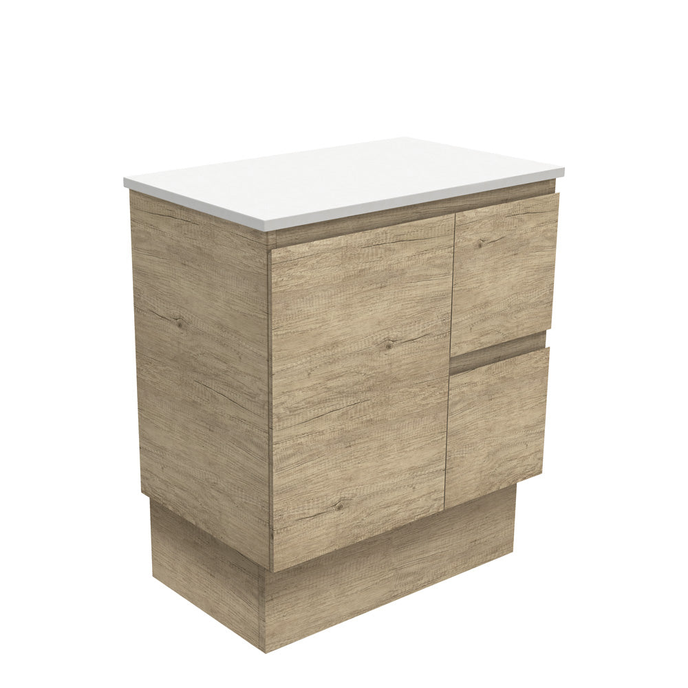 Fienza Edge Scandi Oak 750 Cabinet on Kickboard, Bevelled Edge , Cabinet Only Right Hand Drawer