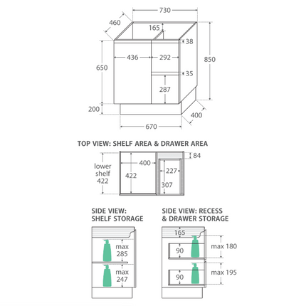 Fienza Edge Scandi Oak 750 Cabinet on Kickboard, Bevelled Edge ,