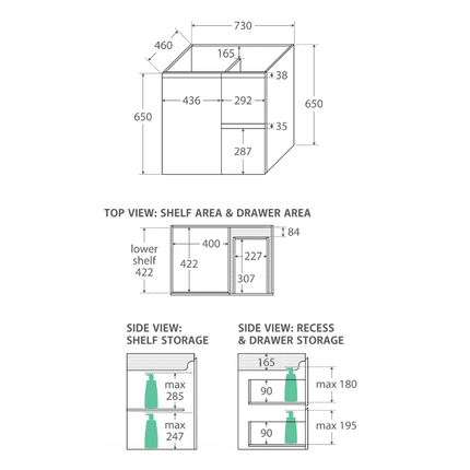 Fienza Edge Scandi Oak 750 Wall Hung Cabinet, Solid Door ,