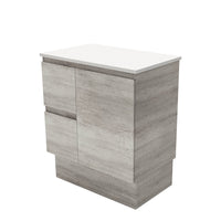 Fienza Edge Industrial 750 Cabinet on Kickboard, Bevelled Edge , Cabinet Only Left Hand Drawer