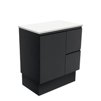 Fienza Fingerpull Satin Black 750 Cabinet on Kickboard , Cabinet Only Right Hand Drawer