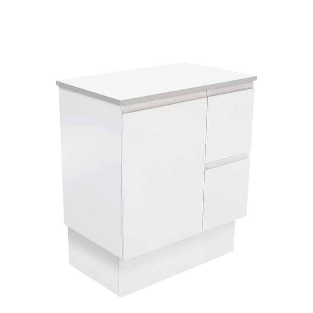 Fienza Fingerpull Satin White 750 Cabinet on Kickboard , Cabinet Only Right Hand Drawer