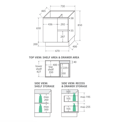 Fienza Fingerpull Satin White 750 Cabinet on Kickboard ,