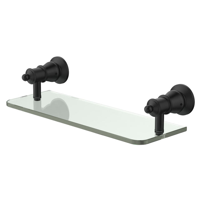 Fienza Lillian Matte Black 363mm Glass Shower Shelf ,