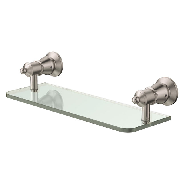 Fienza Lillian Brushed Nickel 363mm Glass Shower Shelf ,