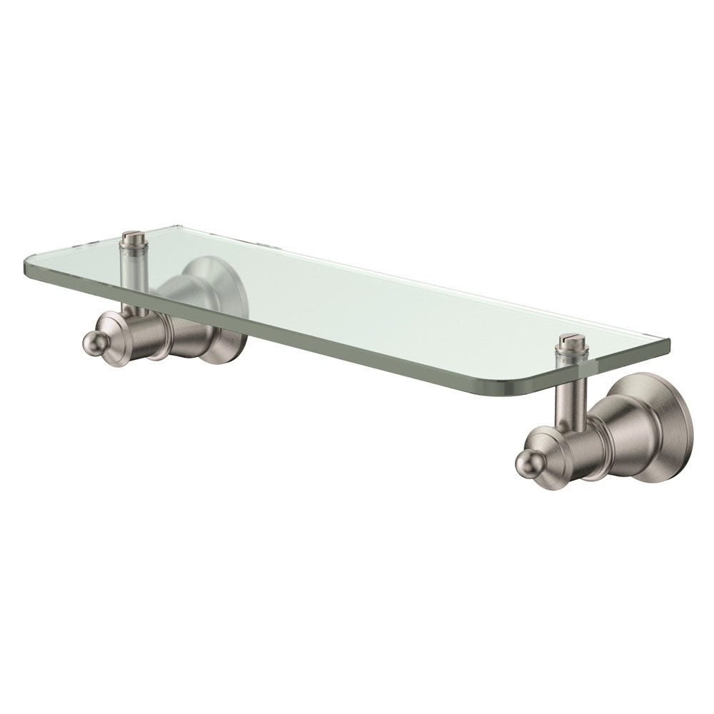 Fienza Lillian Brushed Nickel 363mm Glass Shower Shelf