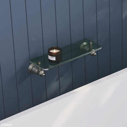 Fienza Lillian Brushed Nickel 363mm Glass Shower Shelf ,