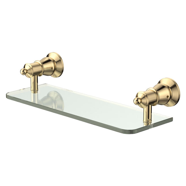 Fienza Lillian Gold 363mm Glass Shower Shelf ,