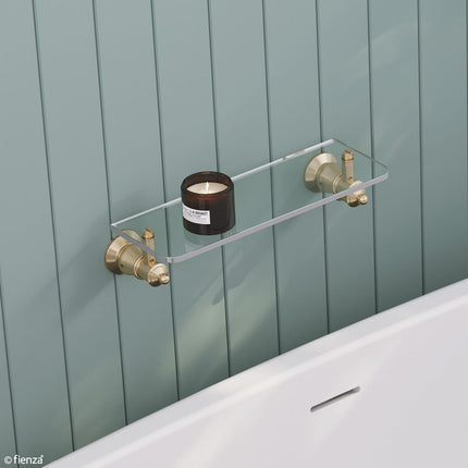 Fienza Lillian Gold 363mm Glass Shower Shelf ,