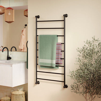 Fienza Lillian 600x1200mm Matte Black Heated Towel Rail (9 Bars) ,