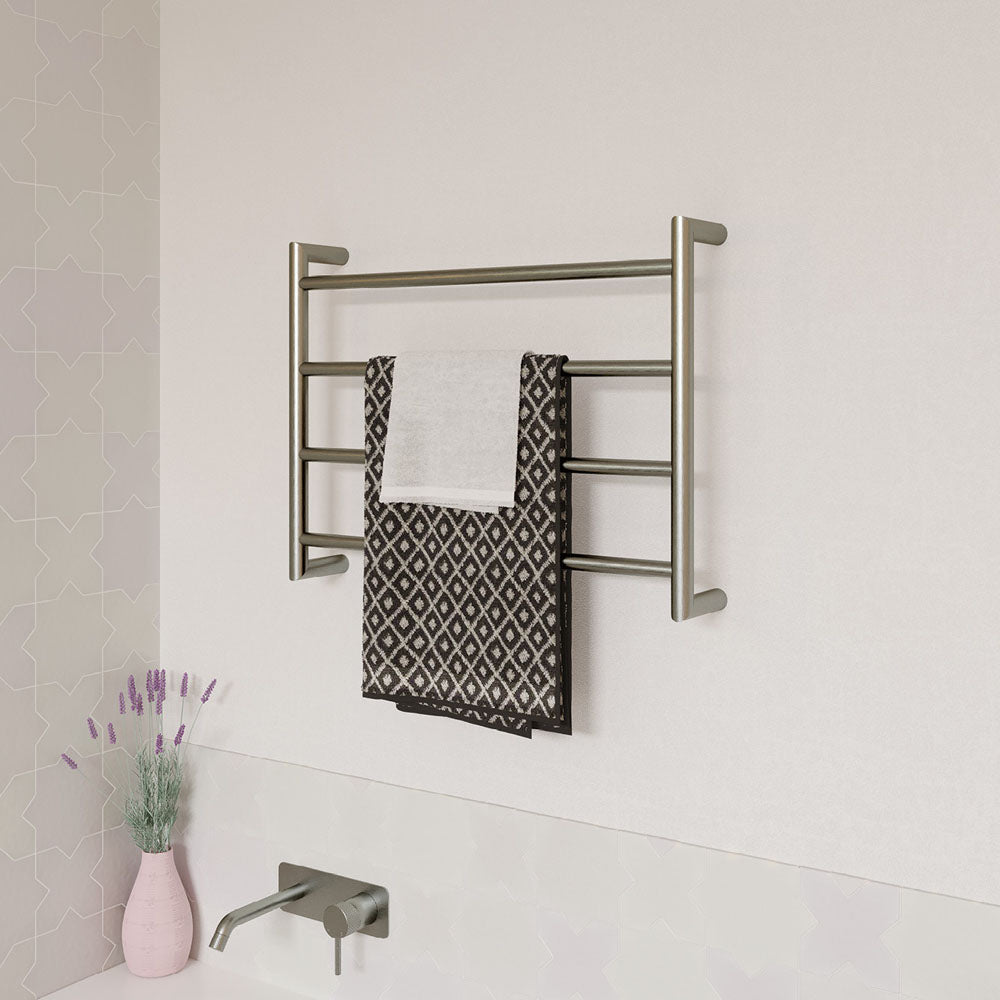Fienza Kaya 600x450mm Brushed Nickel Heated Towel Rail (4 Bars)