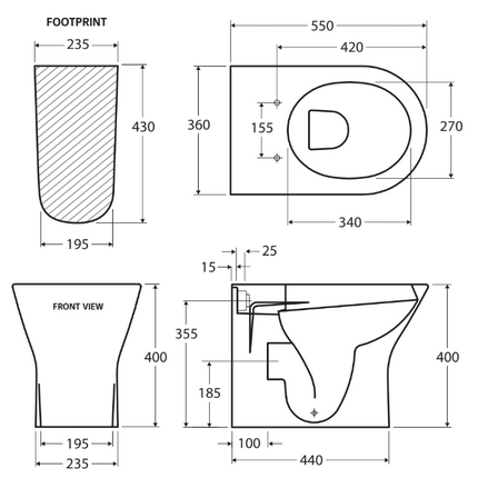 Fienza Rak Resort Wall Faced Toilet Suite, Gloss White ,