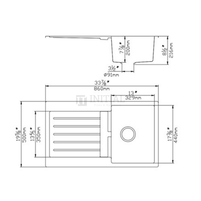 Granite Quartz Stone Top/Undermount Kitchen Sink Single Bowls 860x500x216 ,