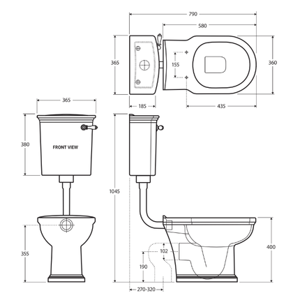 Fienza Rak Washington Front Lever Link Style Toilet Suite, Alpine White ,