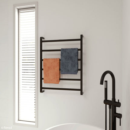 Fienza Koko 600x800mm Matte Black Heated Towel Rail (6 Bars) ,