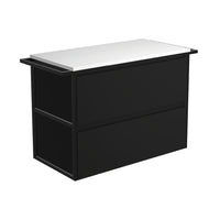 Fienza Amato Satin Black 900 Wall Hung Cabinet, 2 Solid Drawers, Bevelled Edge , Cabinet Only Matte Black Towel Rails