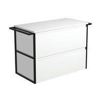Fienza Amato Satin White 900 Wall Hung Cabinet, 2 Solid Drawers, Bevelled Edge , Cabinet Only Matte Black Towel Rails