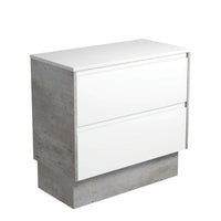 Fienza Amato Satin White 900 Cabinet on Kickboard, Solid Panels, Bevelled Edge , Cabinet Only Industrial Panels