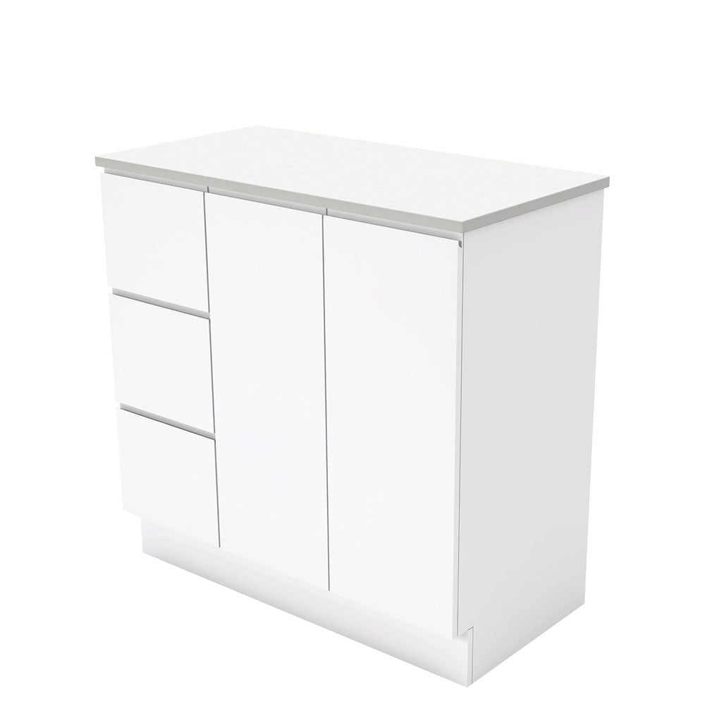 Fienza Fingerpull Gloss White 900 Cabinet on Kickboard , Cabinet Only Left Hand Drawer