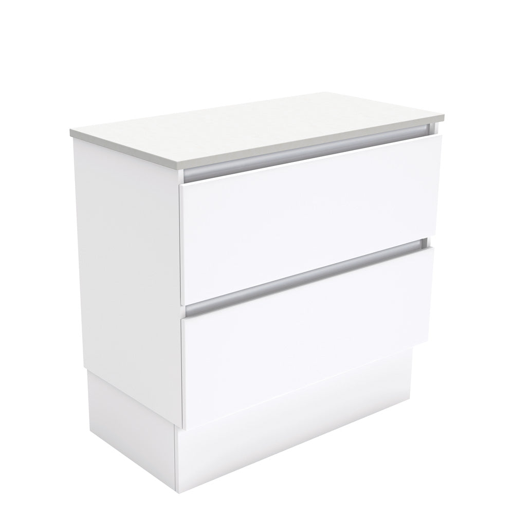 Fienza Quest Gloss White 900 Cabinet on Kickboard, 2 Drawers , Cabinet Only