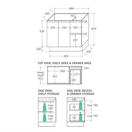 Fienza Edge Industrial 900 Cabinet on Kickboard, Solid Doors, Bevelled Edge ,
