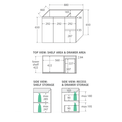 Fienza Edge Industrial 900 Wall Hung Cabinet, Solid Doors, Bevelled Edge ,