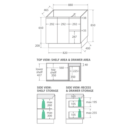 Fienza Fingerpull Satin White 900 Cabinet on Kickboard, Solid Doors ,