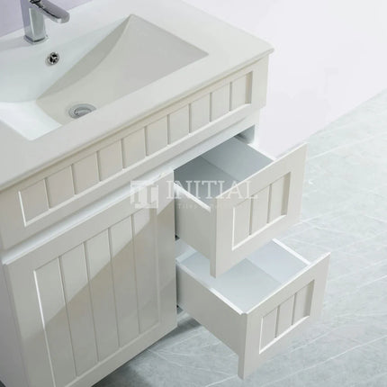 Modern Shaker Matt White Freestanding Floor Vanity Cabinet & Ceramic Top Right Hand Drawer 750X460X860 ,