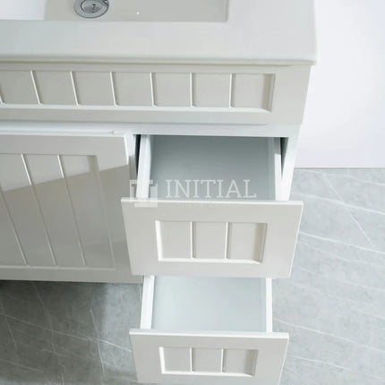 Modern Shaker Matt White Freestanding Floor Vanity Cabinet & Ceramic Top Right Hand Drawer 750X460X860 ,