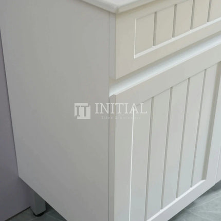 Modern Shaker Matt White Freestanding Floor Vanity Cabinet & Ceramic Top Right Hand Drawer 750X460X860 ,